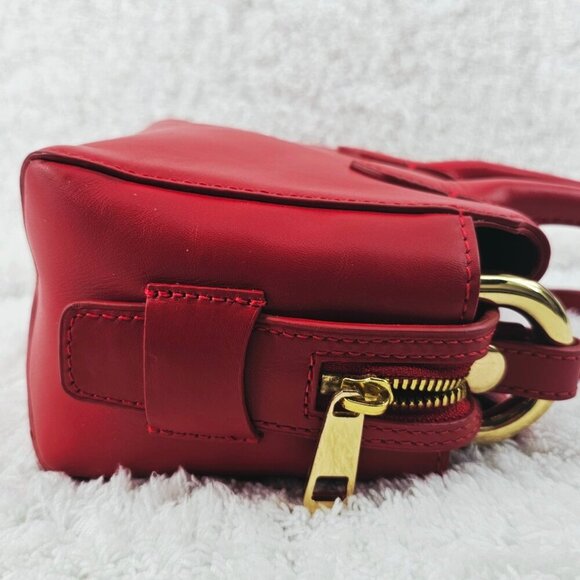 J CREW Red Smooth Leather Mini Harper Top Handle Satchel Crossbody NWT - Picture 10 of 15